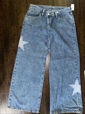 Old Navy Light Blue Wide-Leg Jeans with Star Patches
